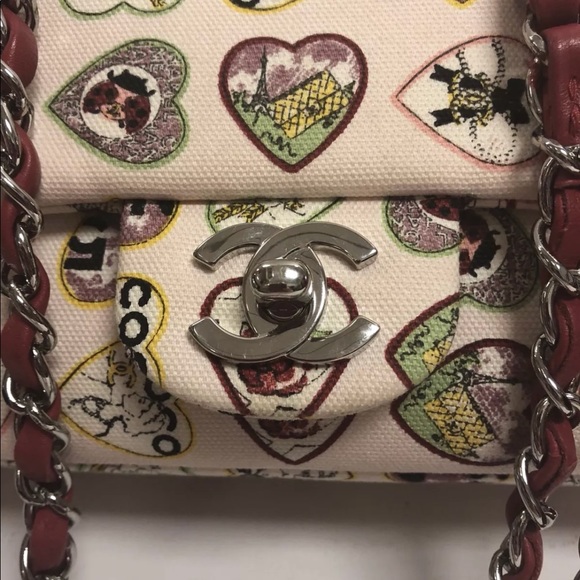CHANEL Canvas Coco Hearts Small Flap Bag - Picture 7 of 8